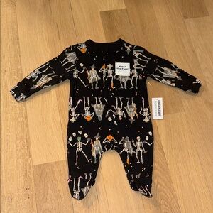 Black and Orange Skeleton Kids Footie